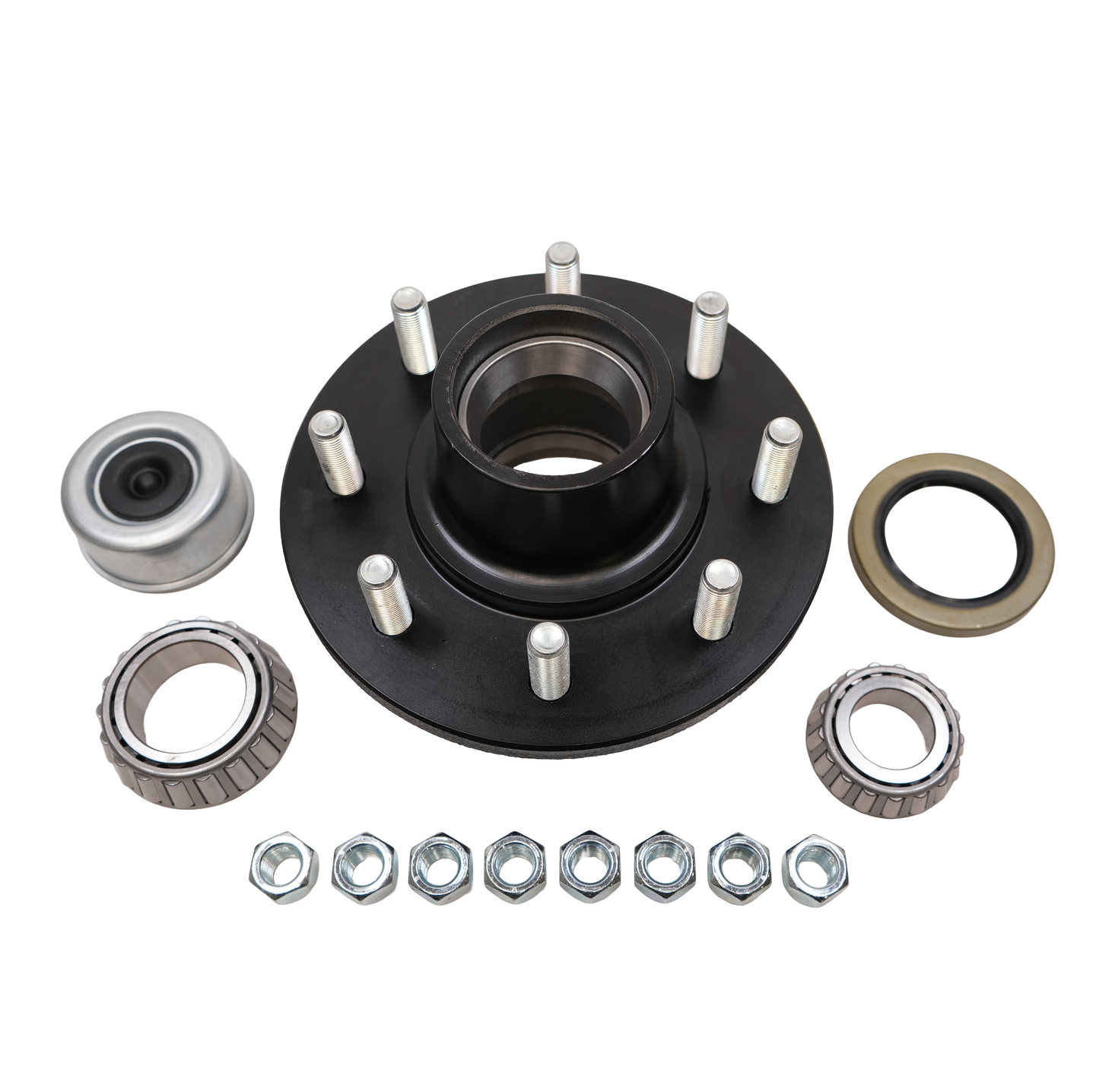 Hub, 8 on 6.5, For 7,000 Lbs. Idler Axle, WHEEL STUDS: 9/16", Complete Kit