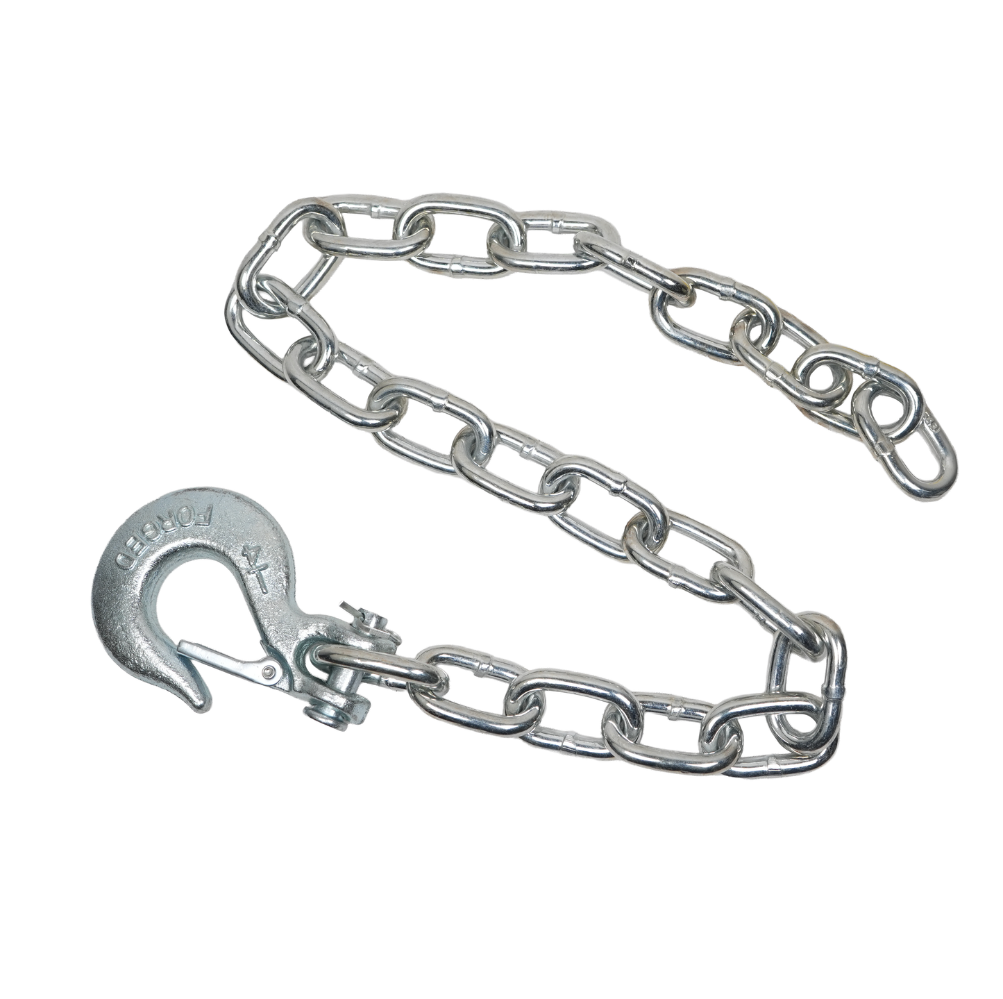 Safety Chain, 1/4" x 30", 7,800 Lbs., With 1 Slip Hook, w/ Safety Latch, Zinc Plated, Grade 43