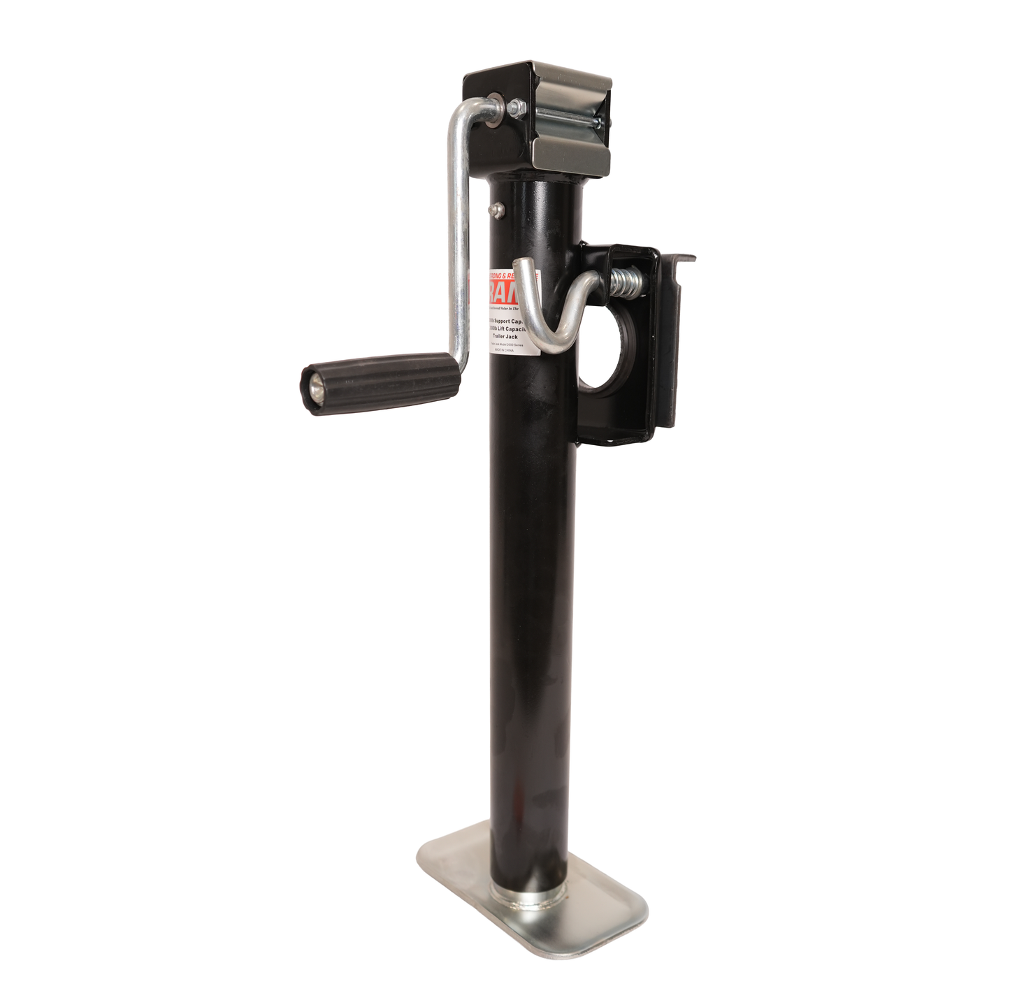 Jack, Ram, Swivel, Top Wind, Snap-Ring Bracket Mount, 15" Lift, 2,000 Lbs