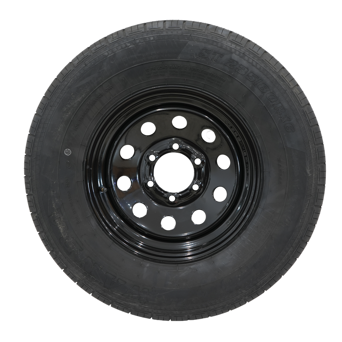 ST235/80R16 Radial Tire, 10 Ply, On 16" X 6", 6 On 5.5 BLACK MOD Wheel, WANDA