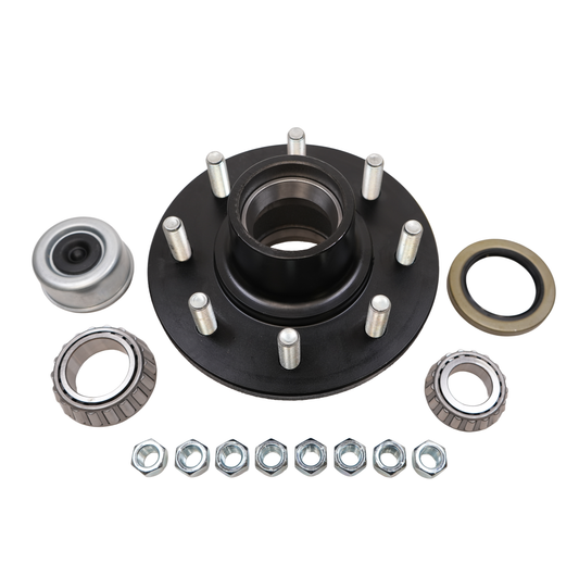 Hub, 8 on 6.5, For 7,000 Lbs. Idler Axle, WHEEL STUDS: 9/16", Complete Kit