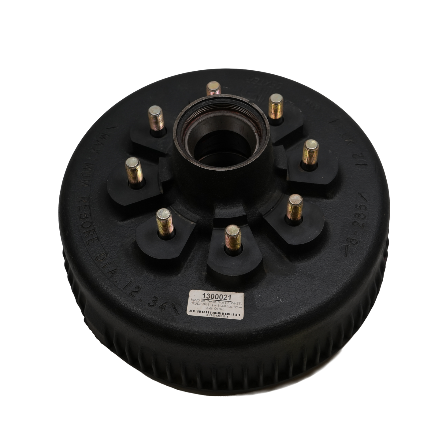Hub/Drum, Dexter, 8 on 6.5, WHEEL STUDS: 9/16", For 8,000 Lbs. Brake Axle, Oil Bath, 008-285-11