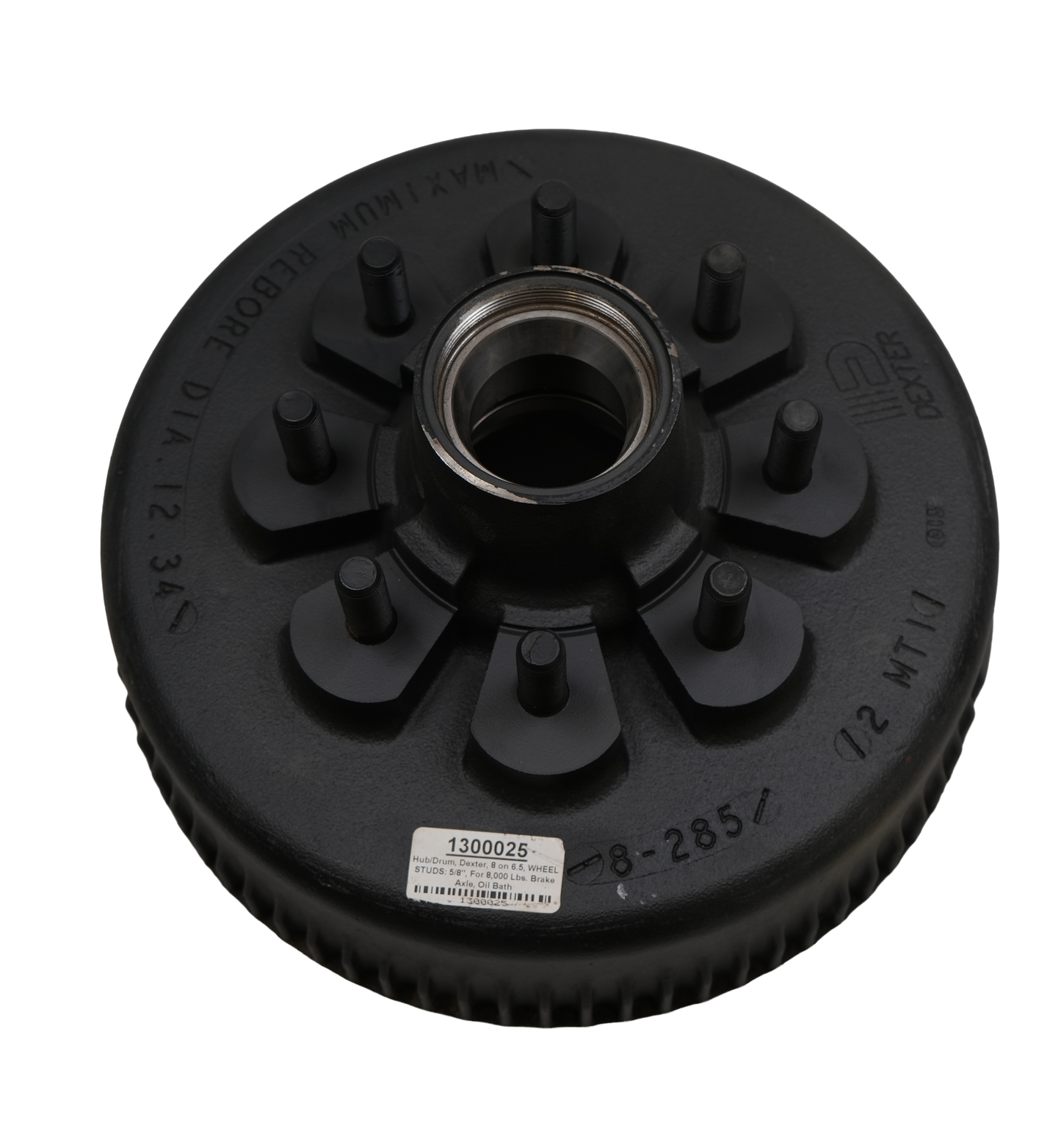 Hub/Drum, Dexter, 8 on 6.5, WHEEL STUDS: 5/8", For 8,000 Lbs. Brake Axle, Oil Bath, 008-285-10