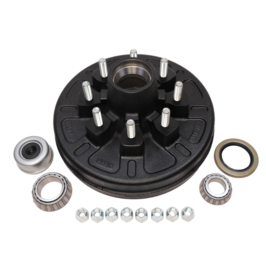 Drum, 8 on 6.5, WHEEL STUDS: 9/16", For 7,000 Lbs. Brake Axle, Complete Kit