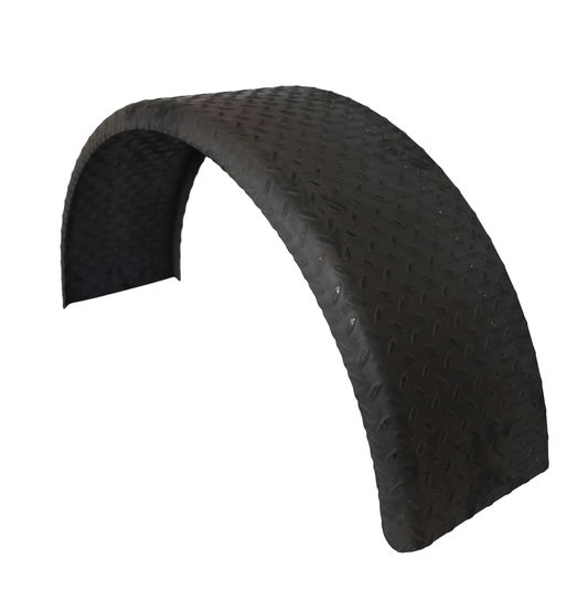 Fender, 9" x 32", Single Axle, Round, Steel, Diamond Plate