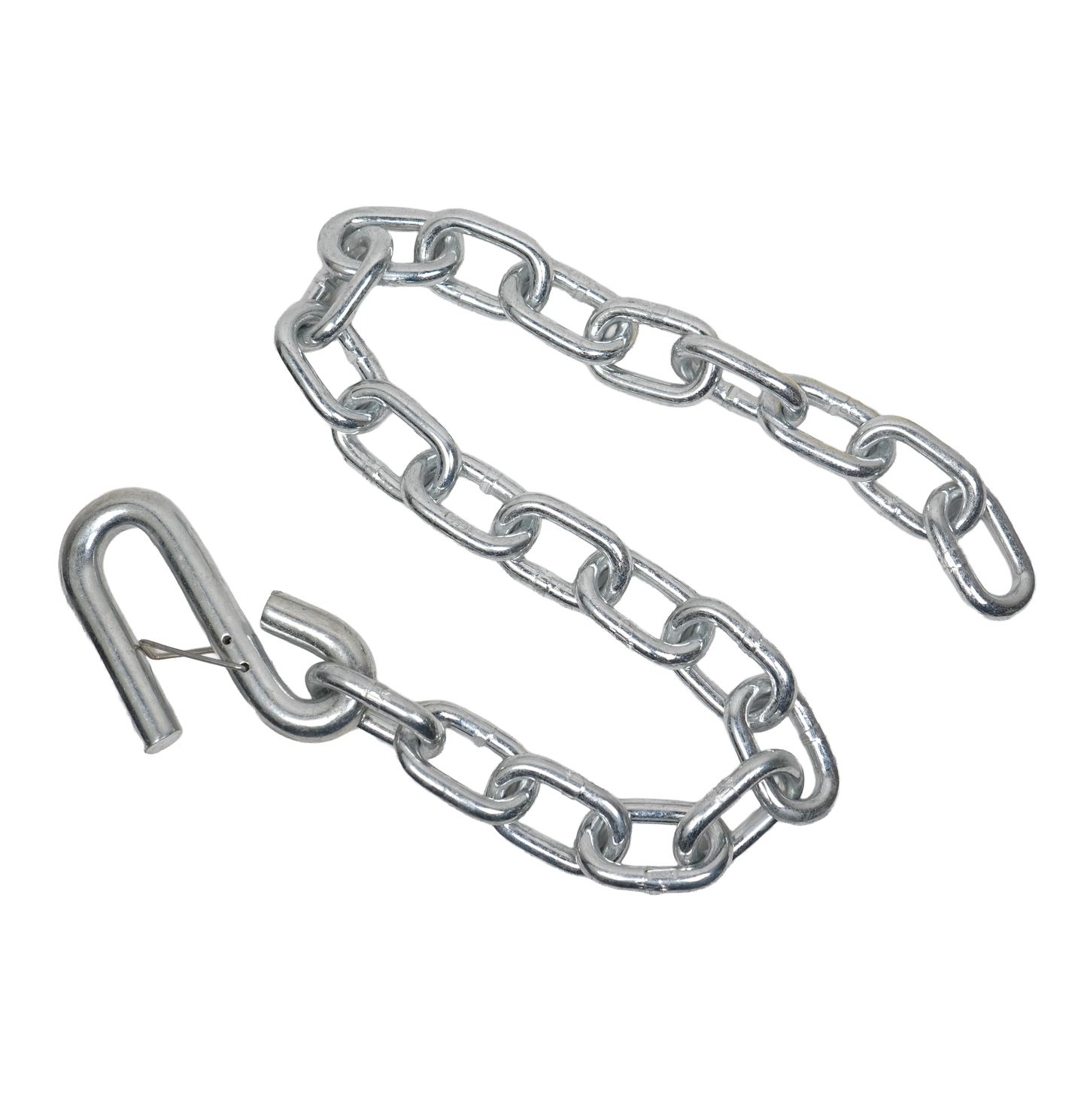 Safety Chain, 5/16" x 30", 7.6K, W/One S-Hook, w/ Safety Latch, Zinc Plated, Grade 30