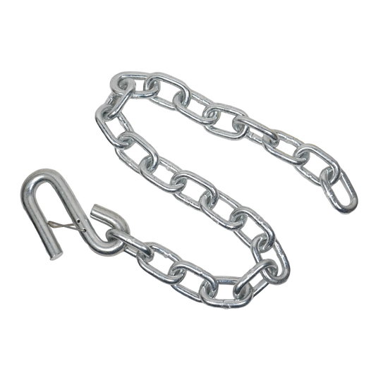 Safety Chain, 5/16" x 30", 7.6K, W/One S-Hook, w/ Safety Latch, Zinc Plated, Grade 30