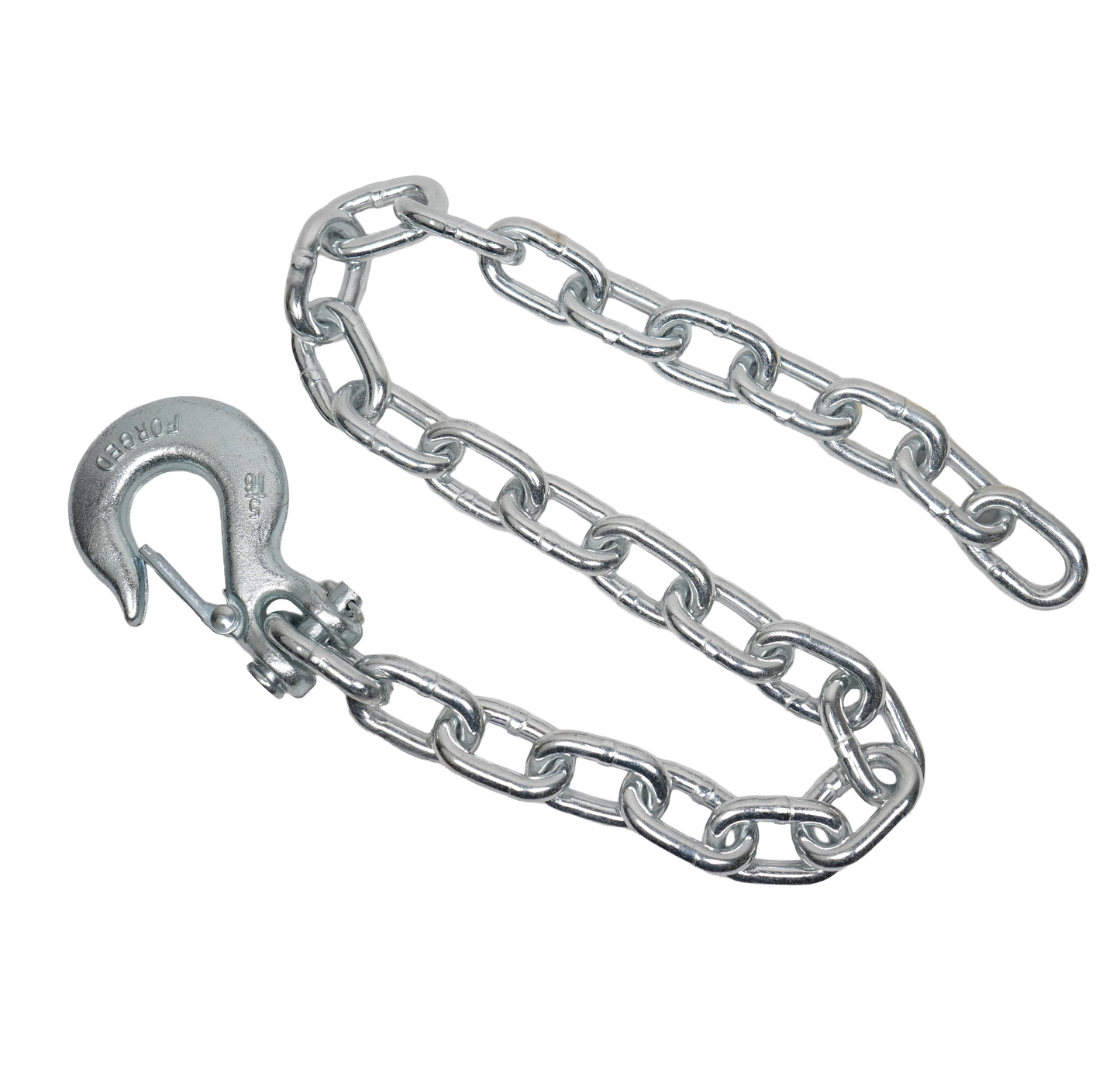 Safety Chain, 5/16" x 35", 11,700 Lbs., With 1 Slip Hook, w/ Safety Latch, Zinc Plated, Grade 43