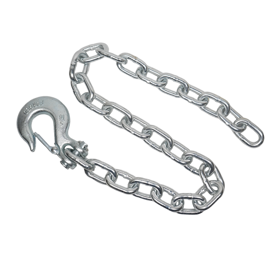 Safety Chain, 5/16" x 35", 11,700 Lbs., With 1 Slip Hook, w/ Safety Latch, Zinc Plated, Grade 43