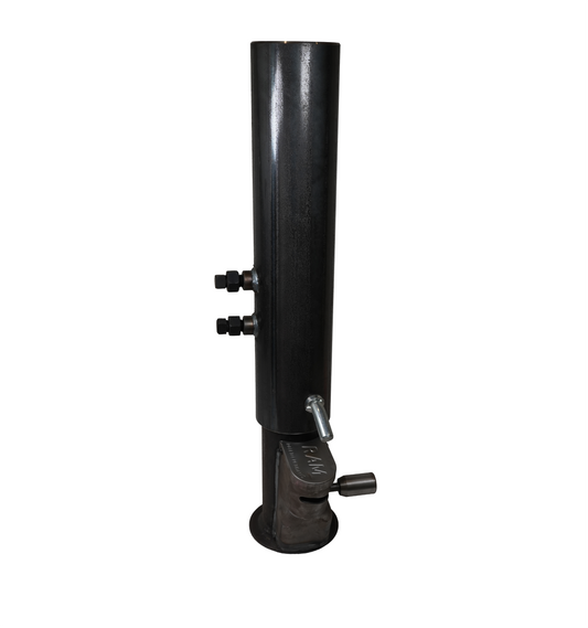 Coupler, Ram, 2,5/16", Self Letching, Gooseneck, 3/4" Load Bearing Pin, 8" Adjustable, Round, Raw Finish, 25,000 Lbs