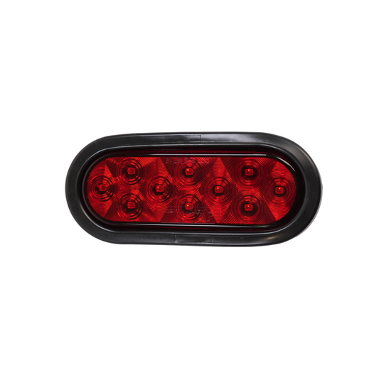 LED Light, 6" Oval, Stop, Turn & Tail, Red, Kit with Grommet & Plug