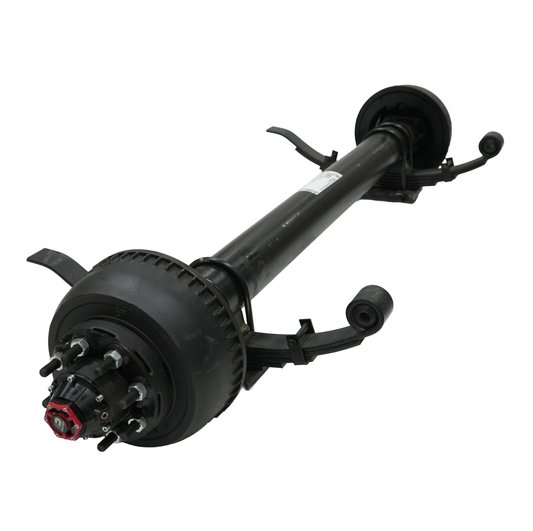 10,000 Lbs. General Duty Elec. Brake Axle Assembly, Hub Face: 74", Spring Center: 47", Springs: 2,1/2" Slipper Springs w/3/4" Eye, Brakes: Electric, Pilot: 4.75",  Oil Bath