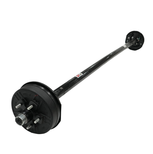 3,500 Lbs. Straight Elec. Brake Axle, Hub Face: 73", Spring Center: 58", Hub: 550, Springs: NO, Flange: Yes, Brakes: Electric, Spindle: E-Z Lube, CAMBERED