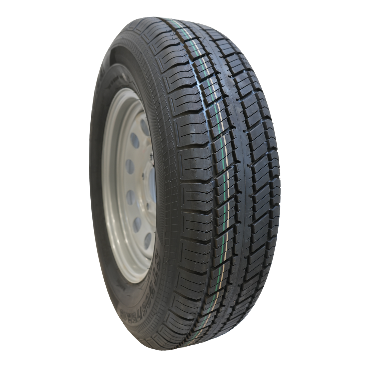ST205/75R15 Radial Tire, 8 Ply, On 15" X 5", 5 On 5 Silver Mod Wheel, WANDA