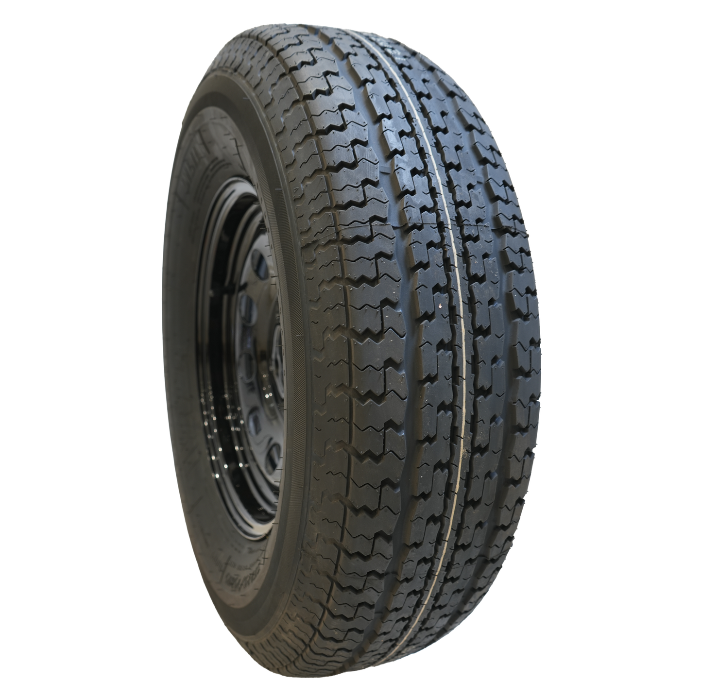 ST225/75R15 Radial Tire, 10 Ply, On 15" X 5", 5 On 5 Black Mod Wheel, WINDA