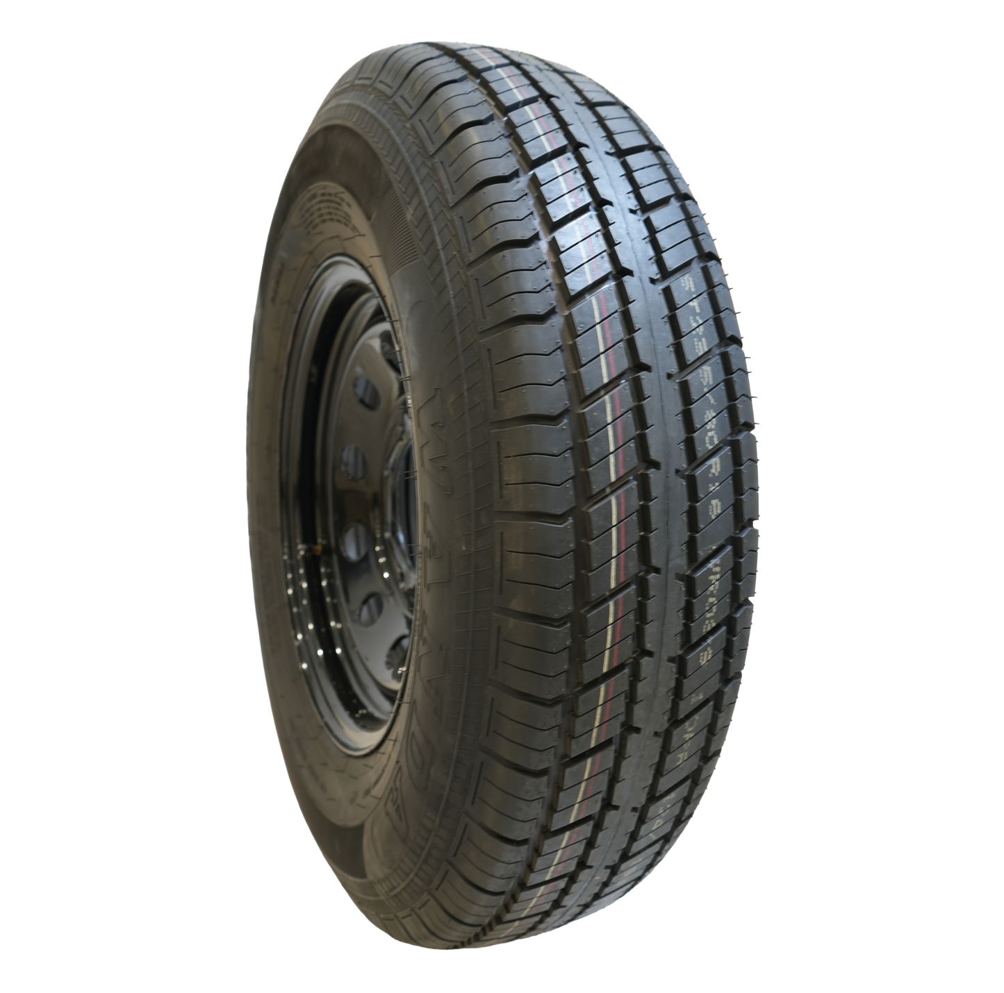 ST235/80R16 Radial Tire, 10 Ply, On 16" X 6", 8 On 6.5 Black Mod Wheel, WANDA