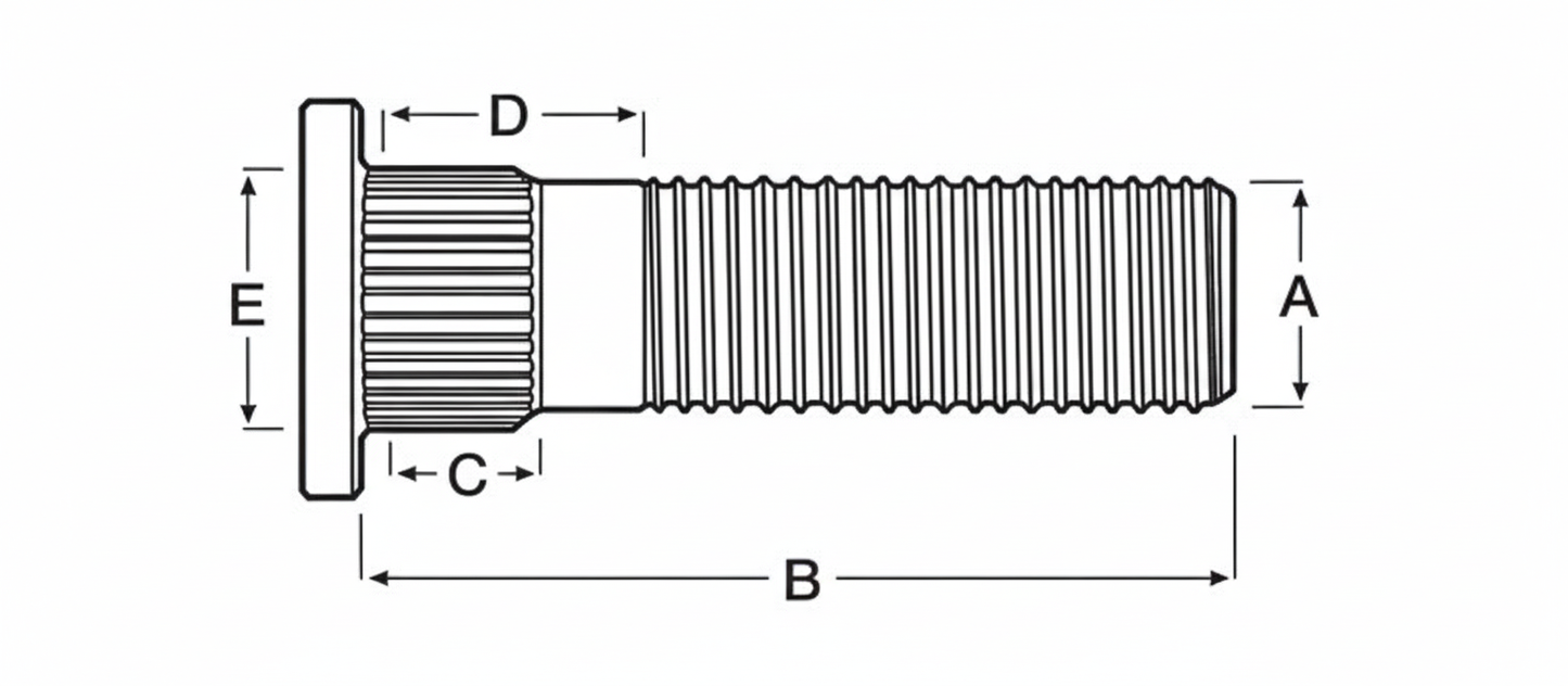 Wheel Stud, Drive-In, Dexter, 5/8"-18 x 3,1/8"